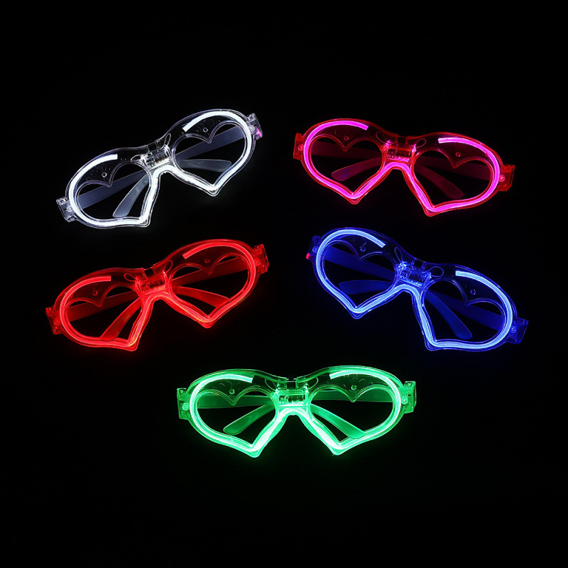 LED iluminado amor gafas de fiesta atmósfera luminosa props amor gafas de luz fría luminosa juguetes al por mayor