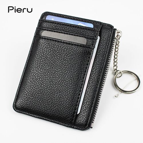 New Arrival Casual Zipper Card Holder with Lychee Grain, Multiple Card Slots, and Double-Sided Design—Ultra-Thin Coin & Card Organizer for Driver’s ID