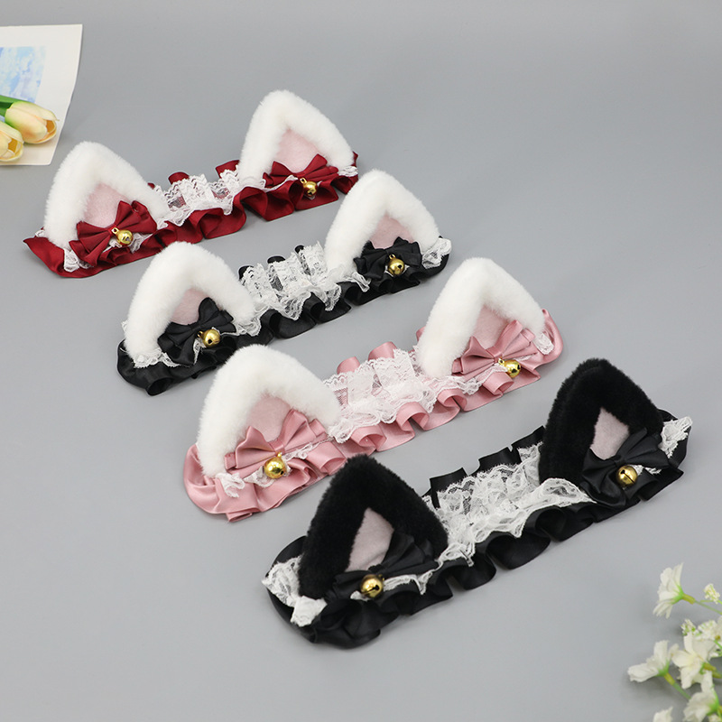 Casco decoración hecha a mano orejas de felpa coche eléctrico la motocicleta cabeza accesorios tocado chica Triángulo del oído gato banda pelo