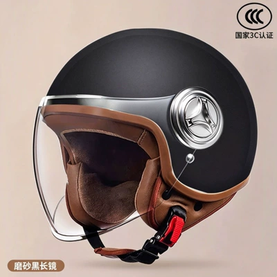 retro motorcycle anti-cold riding helmet, Motosiklet kaskı (dəbilqə) - 801black-transparent-long-mirror