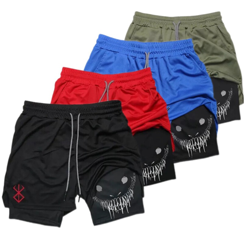 Dragon Ball Series Ghost Face Shorts Summer Printed Double Layer Two-In-One Men's Basketball Running Casual Home Sports Shorts Dragon Ball Series Ghost Face Shorts Summer Printed Double Layer Two-In-One Men's Basketball Running Casual Home Sports Shorts
