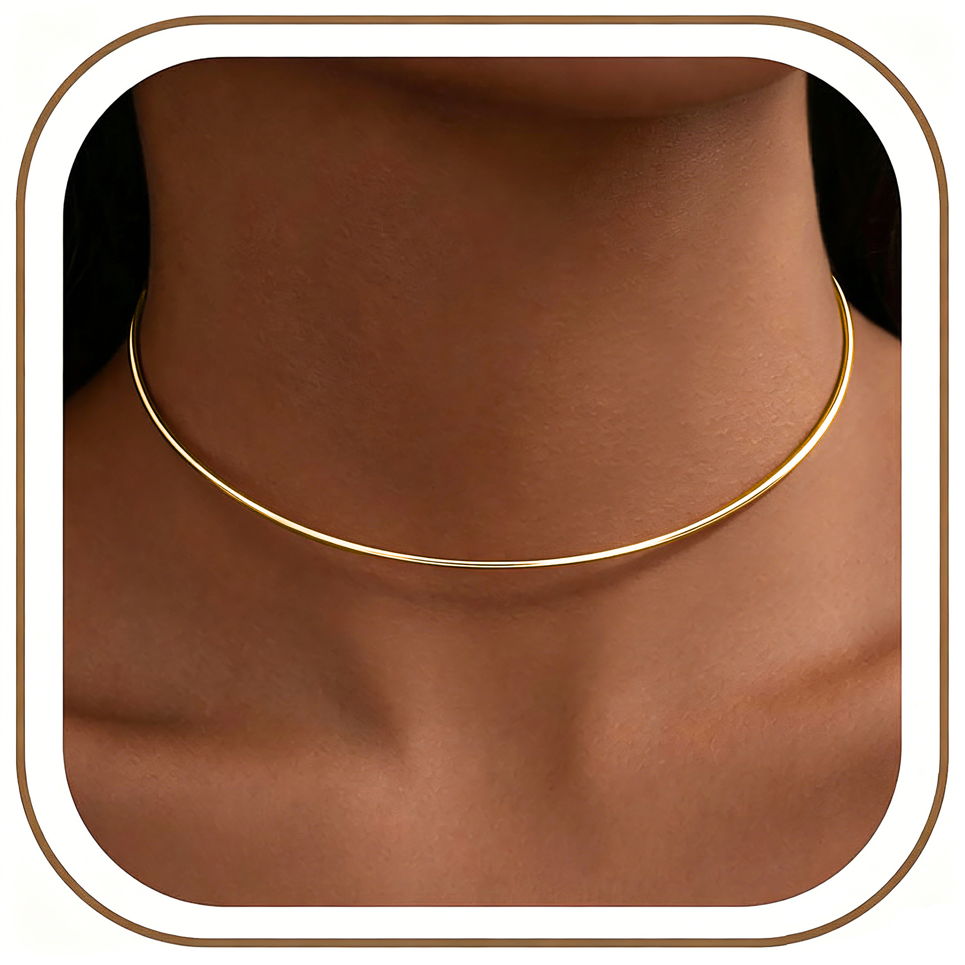 Minimalist European and American Style Titanium Steel 18K Gold-Plated C-Shaped Open Bracelet Choker Necklace for Women Trendy Set Accessories