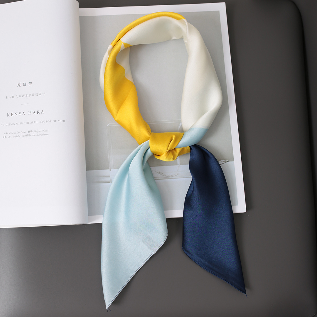Decorative Four Seasons Universal Printed Small Square with Geometric Plain Pattern Japanese Korean Sweet Beauty Scarf_voghion.com
