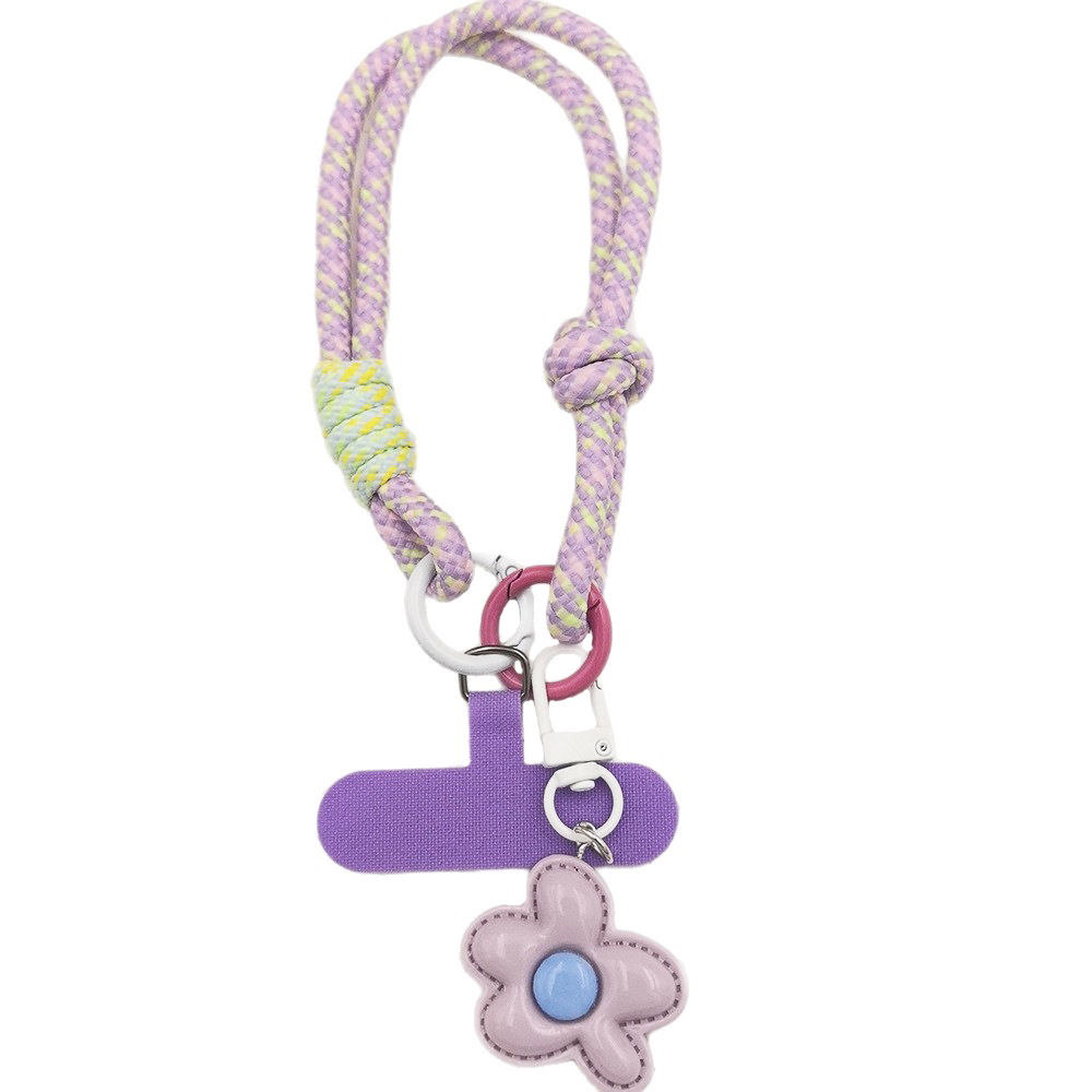 Tendencia color de contraste flor cordón de teléfono móvil colgante de carcasa de teléfono móvil cuerda tejida a mano cuerda de muñeca fuerte y duradera cadena corta para teléfono móvil