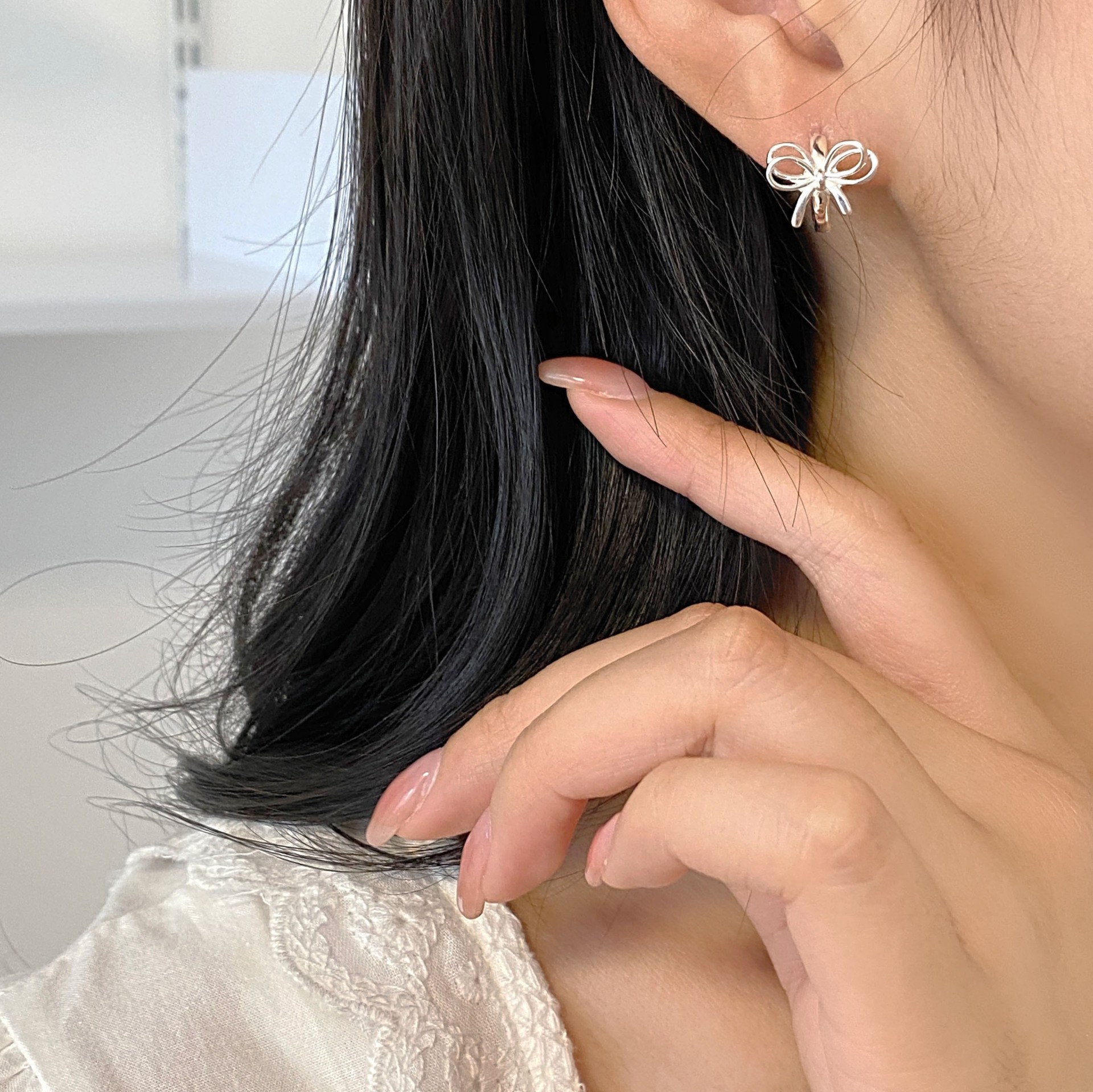 Saiina tiro real Corea del Sur Corea estilo coreano nicho 925 plata esterlina mariposa oreja hebilla de las mujeres simple moda ins estilo pendientes