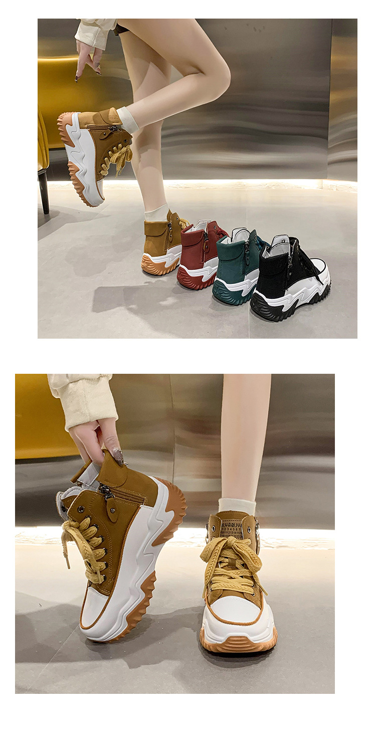 Korean style new dad shoes for women Women Sneakers Thick bottom front lace up sneakers for women Height increasing shoes for women_desvips.com