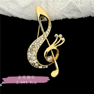 Japan and South Korea personality Note Brooch Diamond Simplicity atmosphere suit shirt Pin Accessories men and women Manufactor wholesale