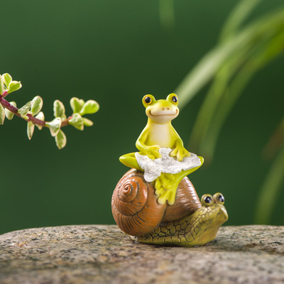 田園造景可愛動物小青蛙擺件微景觀個性多肉盆栽花盆裝飾品工藝品