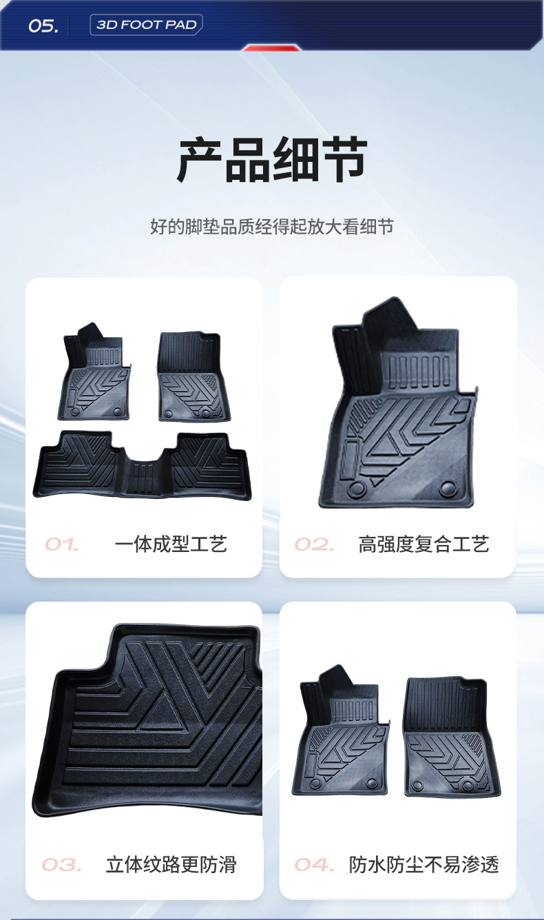Suitable for 18-26 Mazda 3 Axela Car Floor Mats, Fully Environmentally Friendly, Removable Tpe Floor Mats, Waterproof and Wear-Resistant