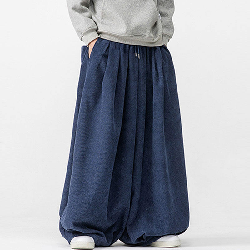 Spring Chinese Style Men's Corduroy Straight Hallen Pants Men's Fashionable Wide Leg plus size Casual Pants Wide Horn Long Pants