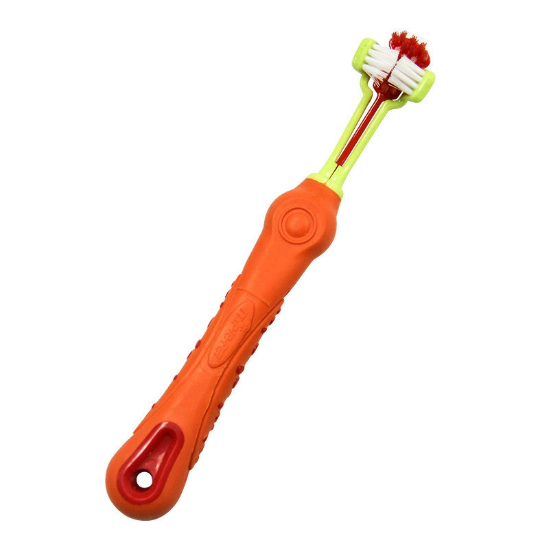 Productos para mascotas de explosión transfronteriza cepillo de dientes de tres extremos cepillo de dientes tridimensional cepillo de dientes multiángulo cepillo de dientes oral para perros y gatos image 11