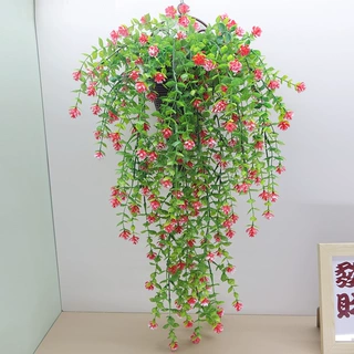 跨境仿真69目尤加利茶花壁挂藤条家居墙壁客厅商铺墙面缠绕仿真花