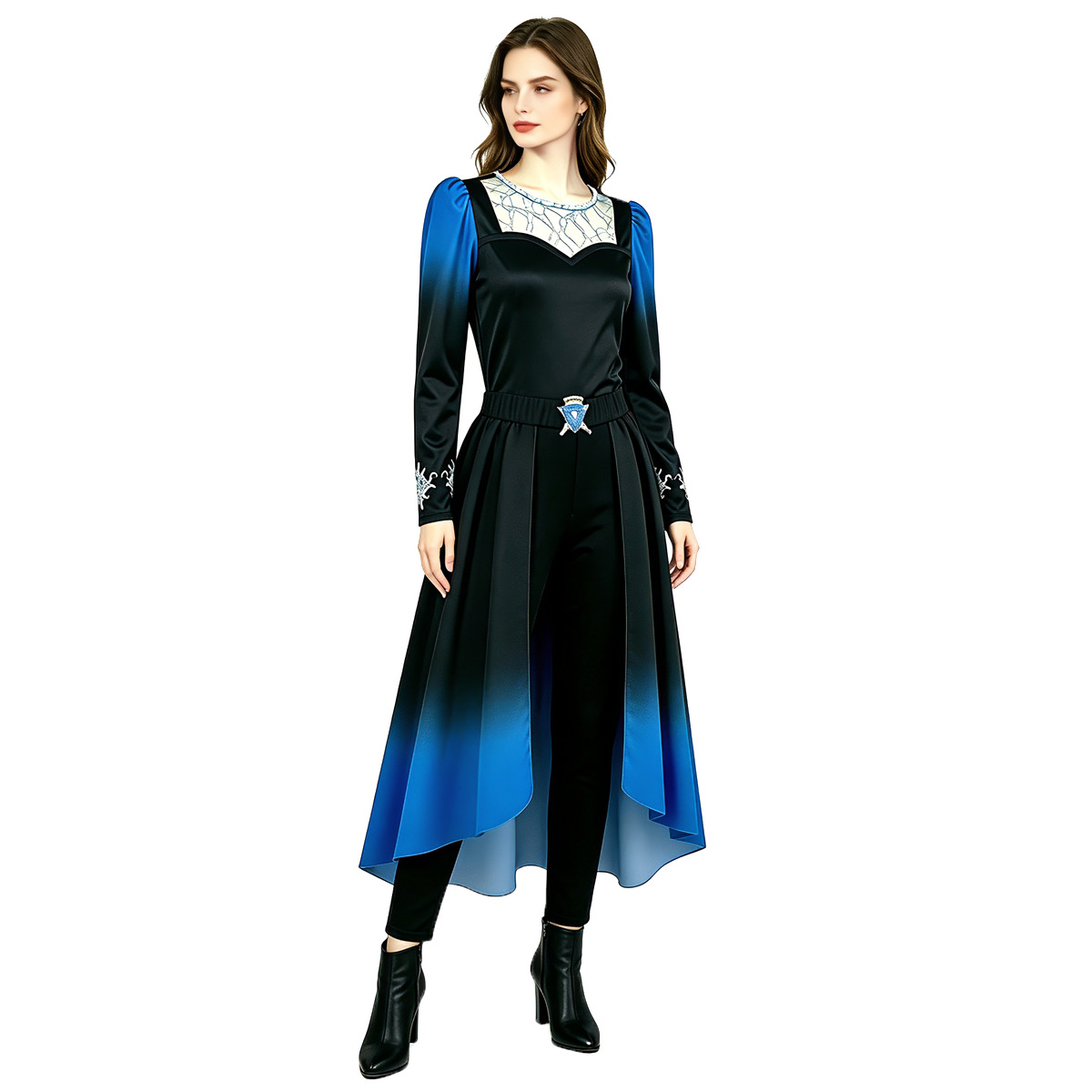 Descendants 5 Dark Style Blue and Black Gradient Cosplay Costume, Halloween Cosplay, Comic Con, Stage Performance Outfit