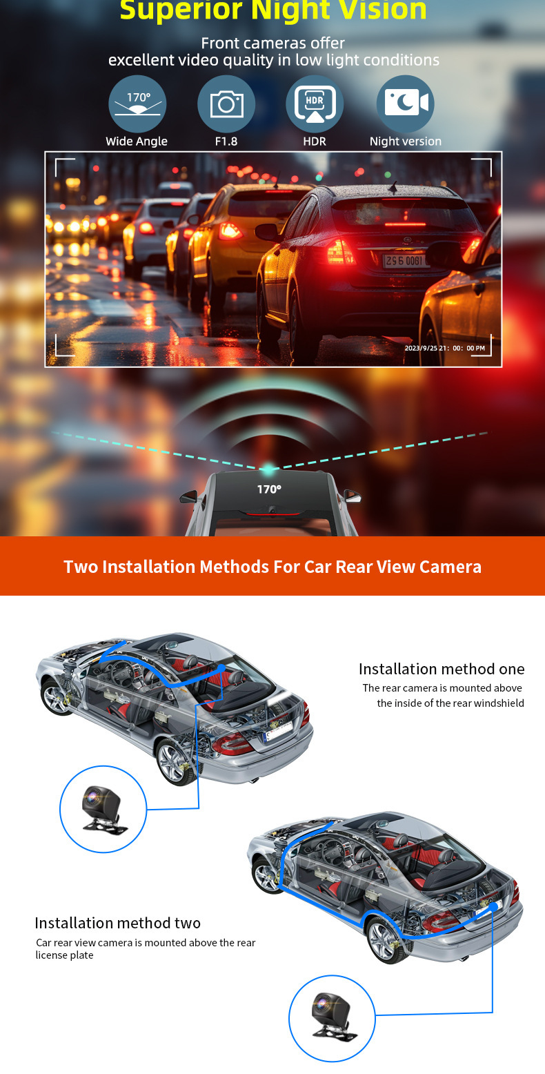 Cross-Border New Model 4K High-Definition Dash Cam with Front and Rear Dual Recording, Wifi, Gps, and Night Vision