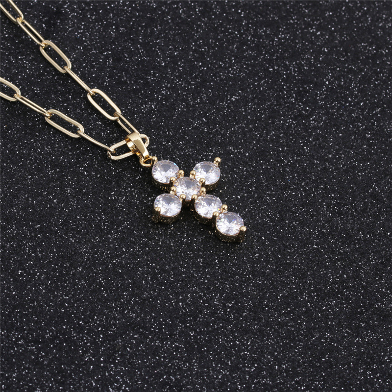 Nihaojewelry fashion zircon cross pendant necklace Wholesale Jewelrypicture20
