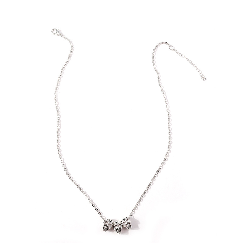 Plating Design Vacation Classic Style Skull Zinc Alloy Cable Chain Pendant Necklaces Wholesale