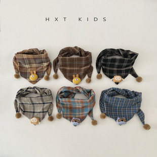 Children's Scarf Super Cute Cartoon Autumn and Winter Warm Scarf Baby's Winter Travel Double Ball Triangular Scarf