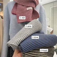 韩国东大门代购 Peppersalt 经典款条纹百搭小标签洋气保暖围巾