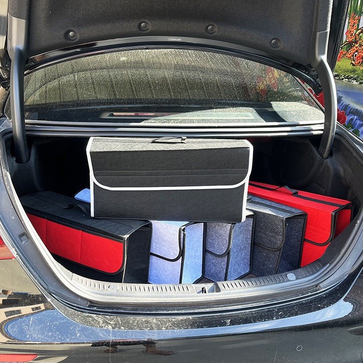 Bolsa de almacenamiento de automóviles transfronterizos tela no tejida fieltro maletero de automóviles plegable caja de almacenamiento de herramientas imprimible LOGO