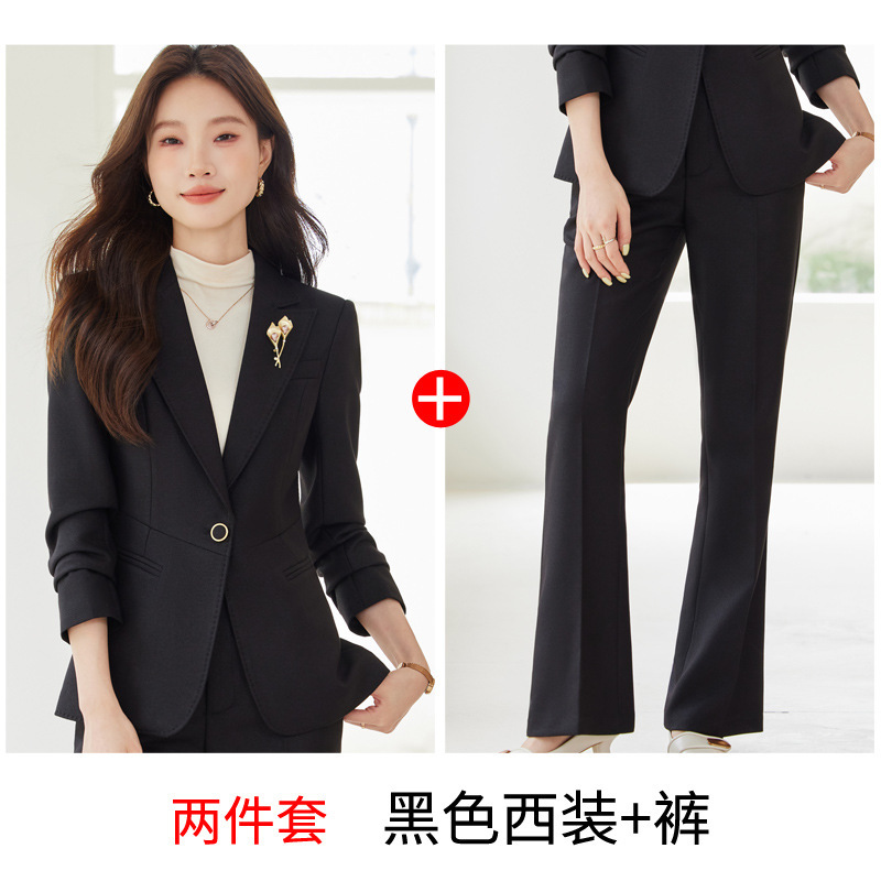 2025秋季新款职业套装两件套高级感 时尚气质紫色西服外套工作服|undefined