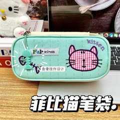 かわいいフィービー猫刺繍鉛筆バッグイン高価値筆箱大容量学生文具収納袋