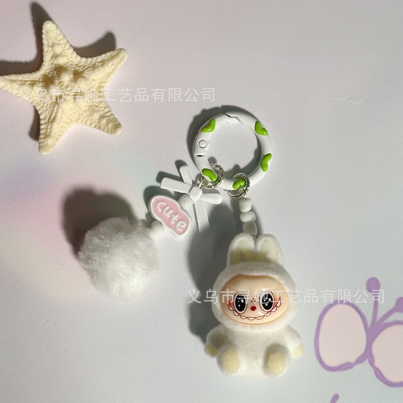 植绒迷你labubu二创猛粒搪胶萌粒包包手机挂件可爱钥匙扣闺蜜礼物|undefined