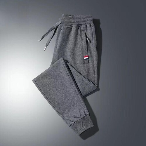 Autumn casual pants, men's sports pants, large size loose, all-matching, foot-tied, working sports pants, autumn zipper pants