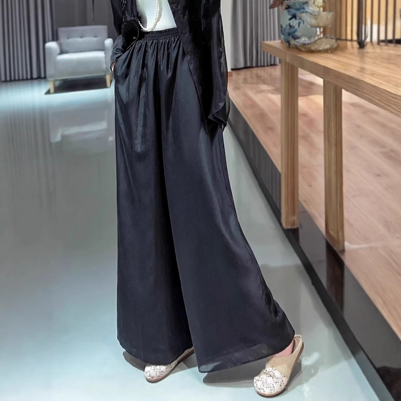 Nynzpf Offers Only Exchanges for the Same Style! 2026 Spring/Summer New Super Slimming Simple Tencel Nine-Point Wide-Leg Pants