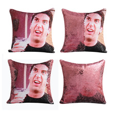速卖通爆款亮片抱枕 热转印美人鱼老友记人物抱枕套定做 来图定制