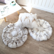 狐狸毛椅子垫圆形坐垫冬季毛绒汽车坐垫冬天保暖皮毛一体垫子真皮