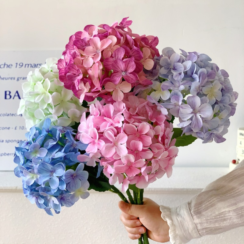 Internet Celebrity 3D Printed Elsa Hydrangea Artificial Flower Fake Flower Home Living Room Wedding Decoration Flower Artificial Silk Flower Wholesale