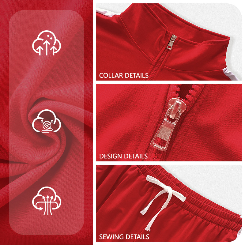 Nuevo traje de otoño e invierno de ocio transfronterizo en Europa y los Estados Unidos nuevo traje de hombre casual de moda, traje deportivo juvenil de cuello de color image 4