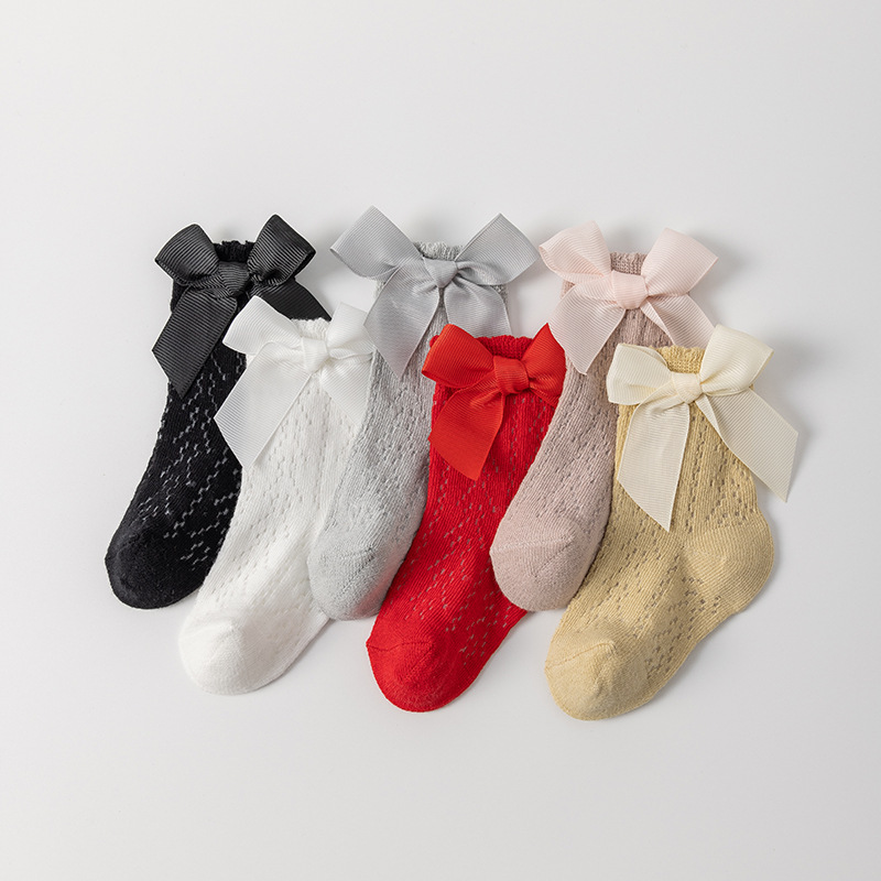 Baby socks baby thin short tube socks mesh circle hollow bow dress one-year-old princess socks wholesale