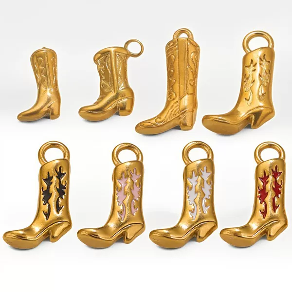 Stainless Steel Boots Pendant Shoe Pendant Dripping Oil Plated 18K Gold DIY Bracelet Necklace Bag Pendant Pendant Wholesale