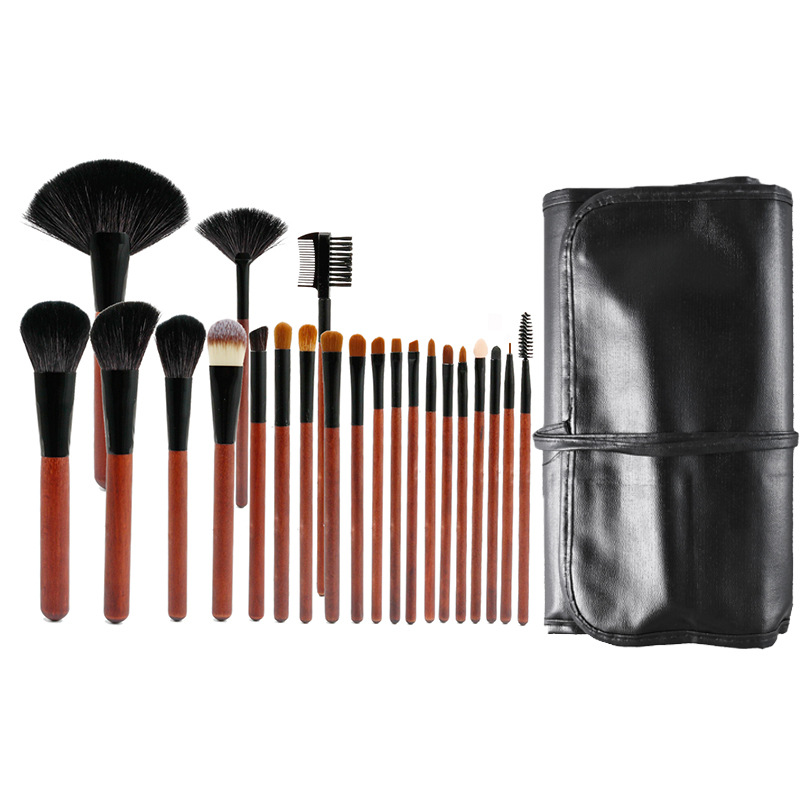 Fábrica al por mayor-blanco cremoso pinceles de maquillaje traje en forma de abanico 24 champán herramientas de maquillaje pelo sintético