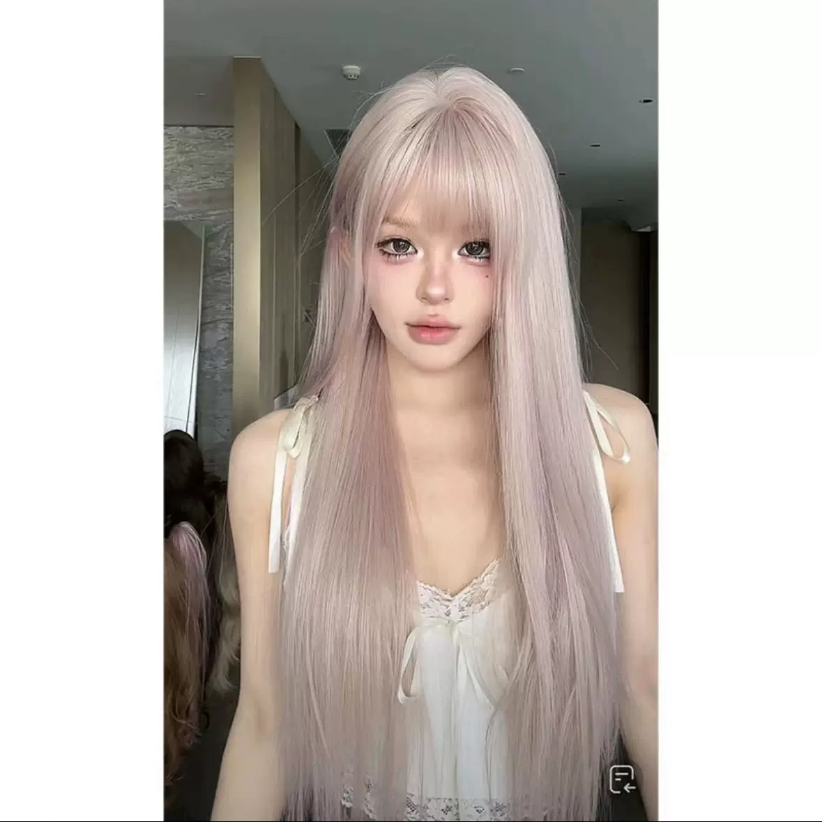 亚麻水波纹新款挑染渐变卷发女神仿真发全头套假发女小额蕾丝气质