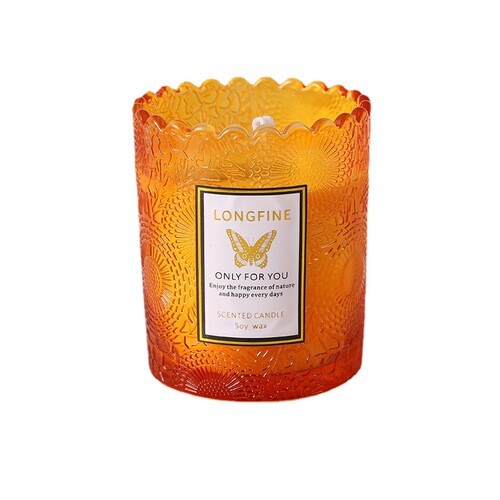 Handmade soy wax scented candles, romantic atmosphere, creative ornaments, lace relief glass scented candles