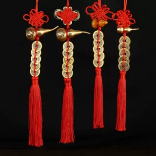 五帝钱中国结葫芦挂件纯铜流苏门对门吉祥装饰品