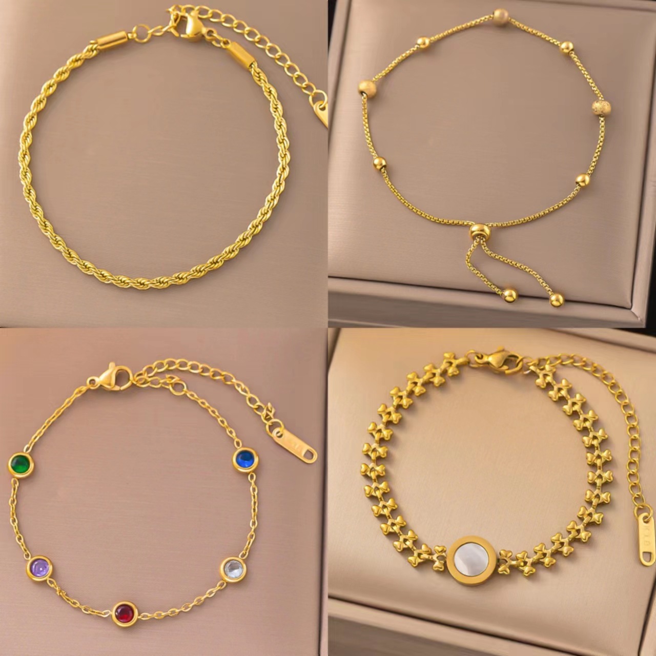 14g Weight Bracelets Classification Simple Style Round Color Block Titanium Steel Plating Bracelets