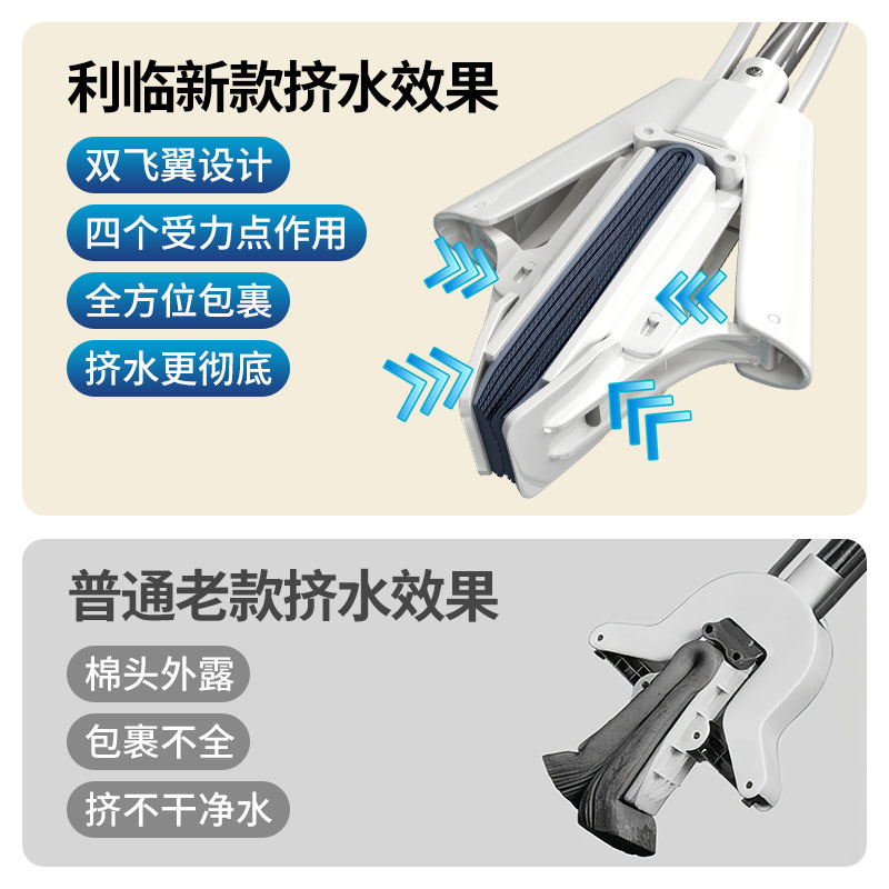 懒人海绵拖把家用一拖净胶棉尘推拖把头免手洗干湿两用多功能吸水|undefined