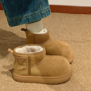Thick-soled snow boots for women 2025 new winter sheep fur one-piece increased warm thickened northeast cotton boots northeast