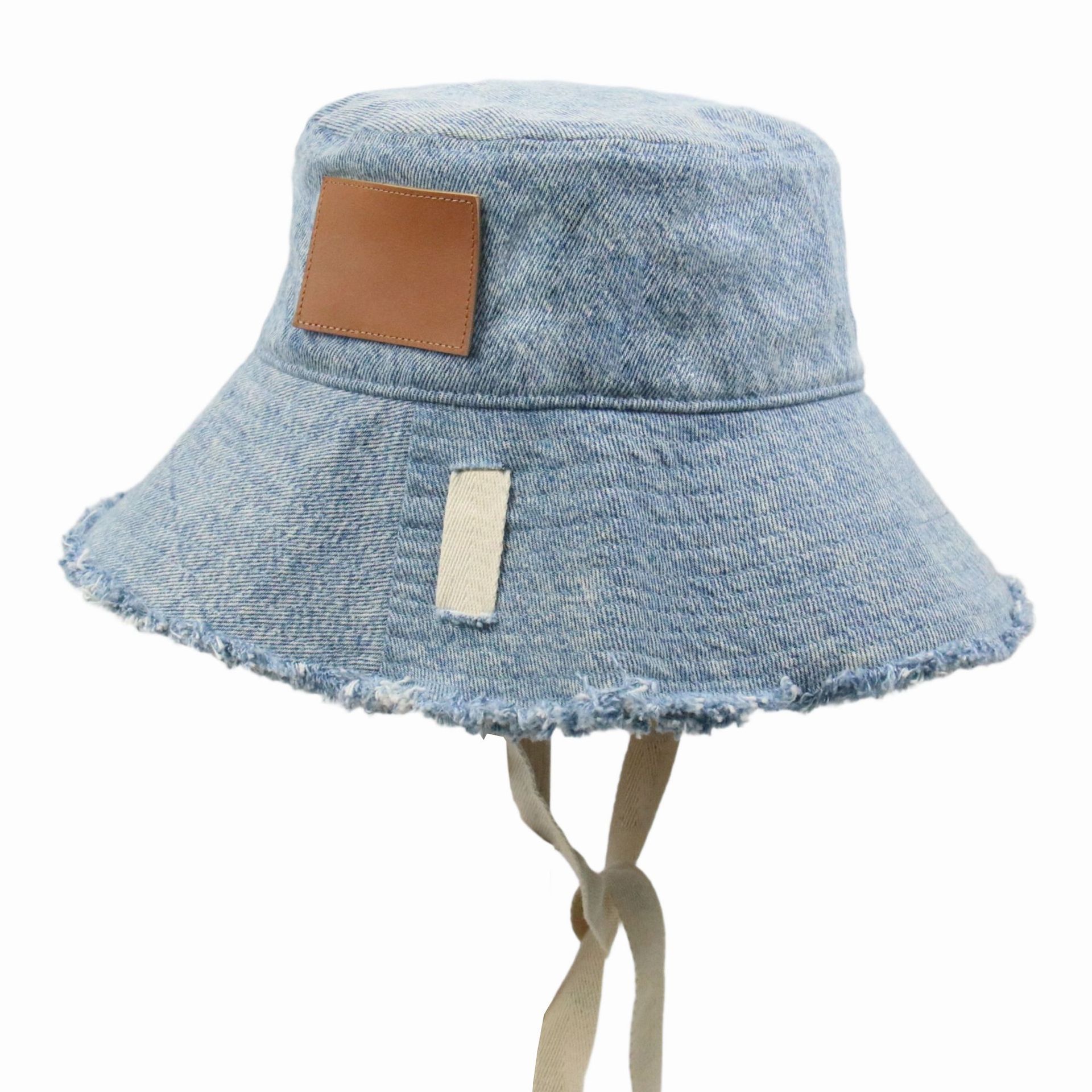 Sombrero de pescador, bordado en bruto de mezclilla para mujer, logotipo impreso, sombrero de publicidad exterior, sombrero de protección solar de primavera personalizado