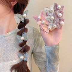 2024新款高級感法式電話線發圈編發女神器森系網紅蝴蝶泡泡辮頭繩