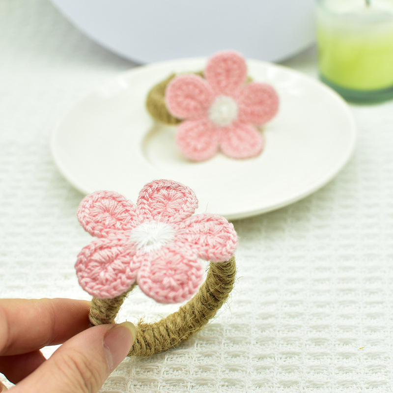 韓国版ニット刺繍編み五葉花ナプキンリング手作りアクセサリー小菊ナプキンリングメーカー現物|undefined