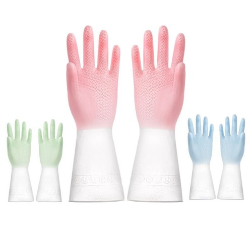 Dishwashing Gloves Women's Kitchen Special Latex Rubber Durable Brush Dishwashing Laundry Rubber Household Cleaning Waterproof Home Use