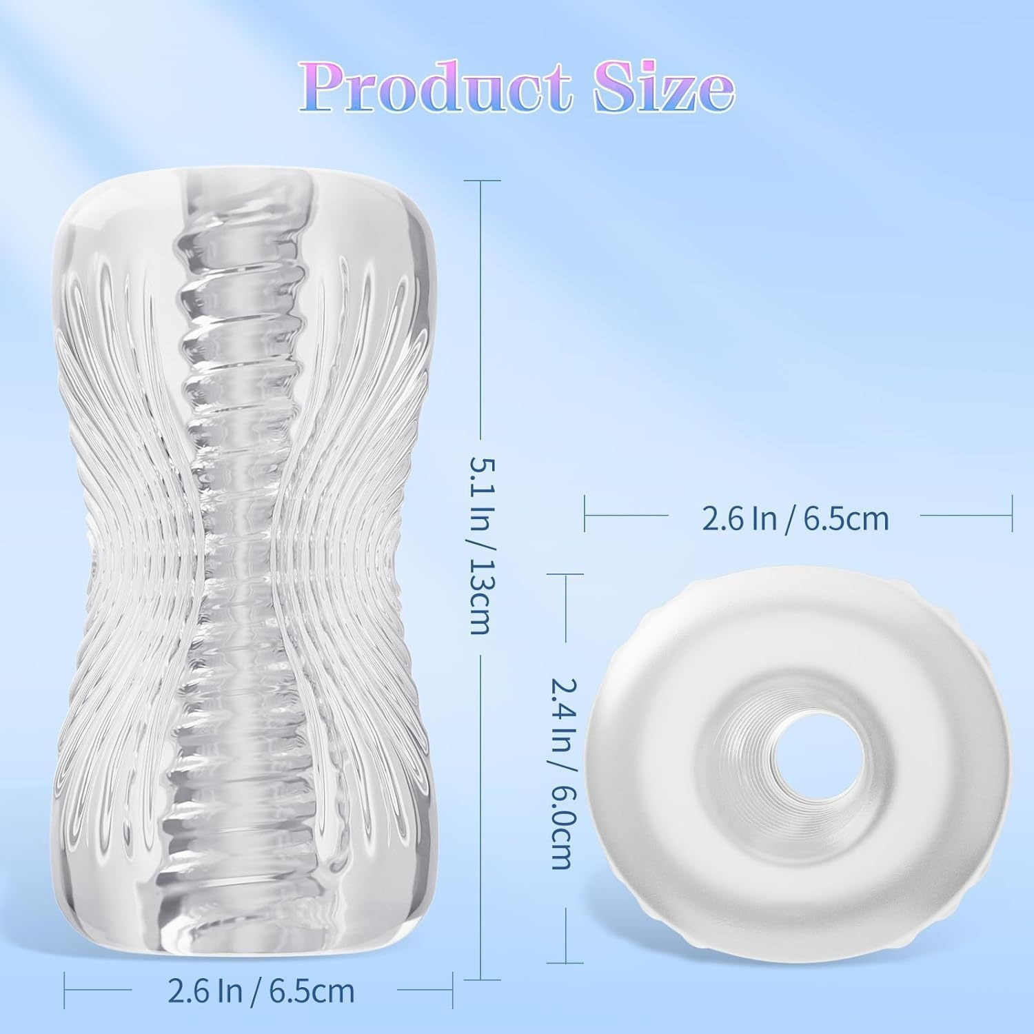 Transparent TPE Spiral Manual Masturbation Cup with Suction Grip, Gen 5 Delay Trainer — detail image 3