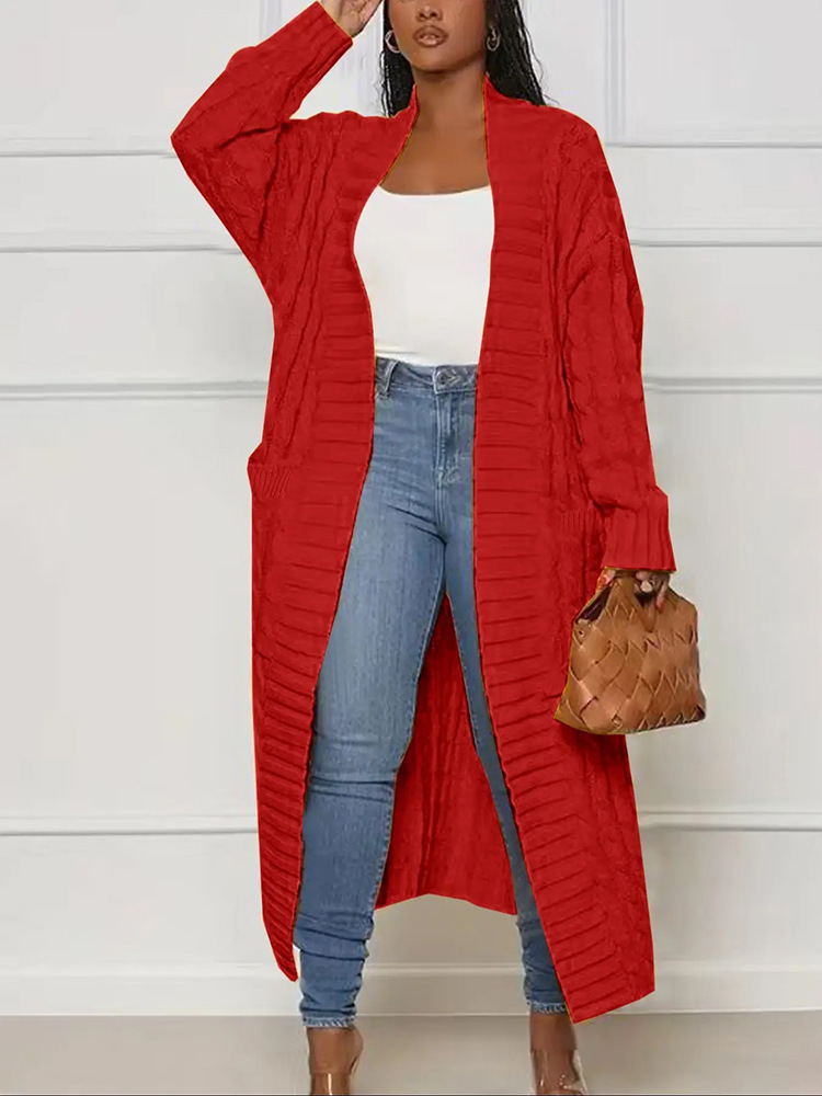Amazon transfronterizo primavera, otoño y invierno nuevo estilo europeo y americano ropa de mujer de manga larga larga larga suéter de punto largo suéter