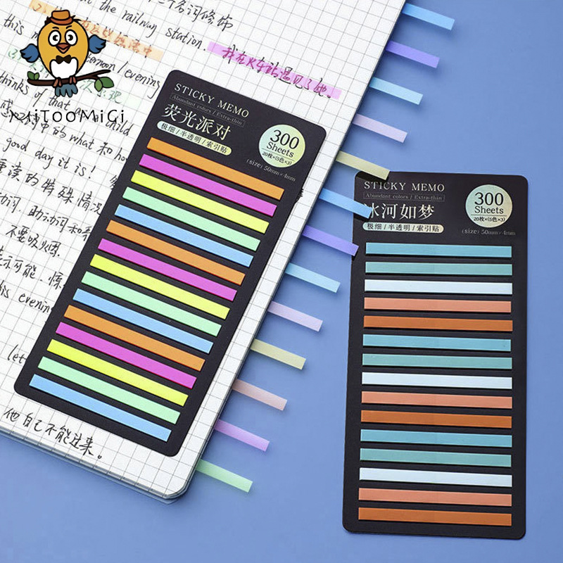 Colorido y estrecho índice de etiqueta de punta de estudiante etiqueta transparente etiqueta multicolor fluorescente