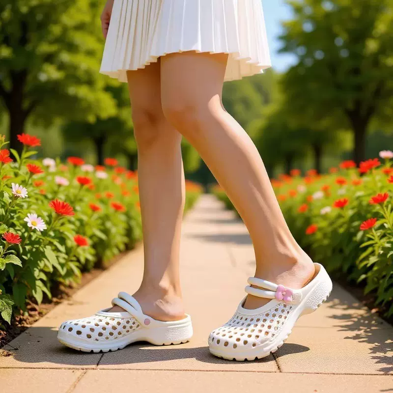 新款编织镂空防滑户外出行EVA拖鞋包头淑女洞洞外穿鞋女士沙滩鞋