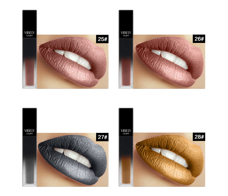 VIBELY matte nude liquid pearlescent lip gloss from Europe and America, matte non-stick cup, non-fading lip gloss, a bestseller in foreign trade undefined